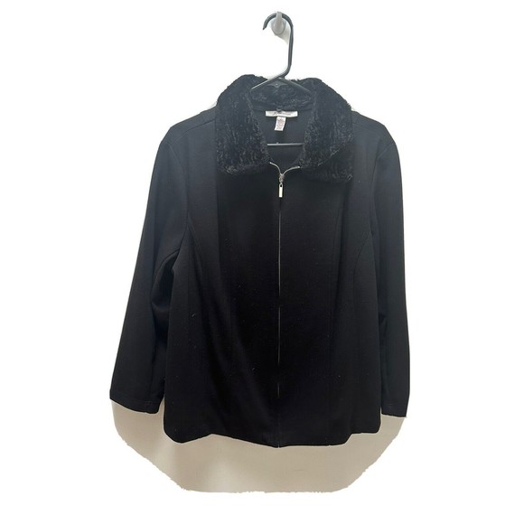 JM Collection Womens Jacket Large black Full Zip Knit polyester Blend. - Picture 1 of 4